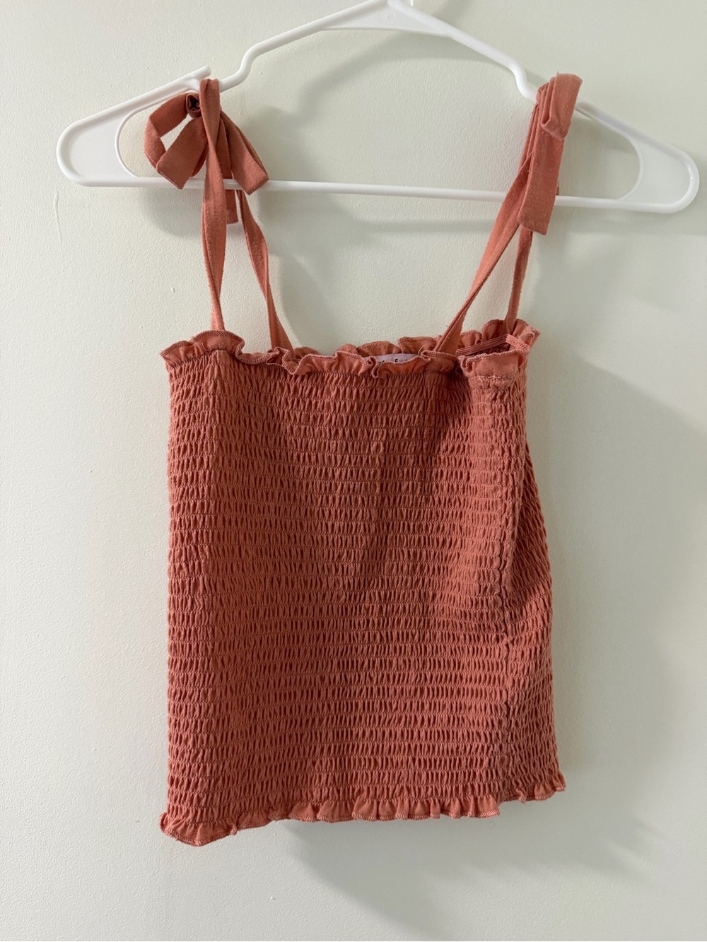 Crave Fame Rust Smocked Tie-Shoulder Camisole